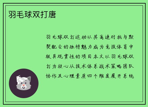 羽毛球双打唐